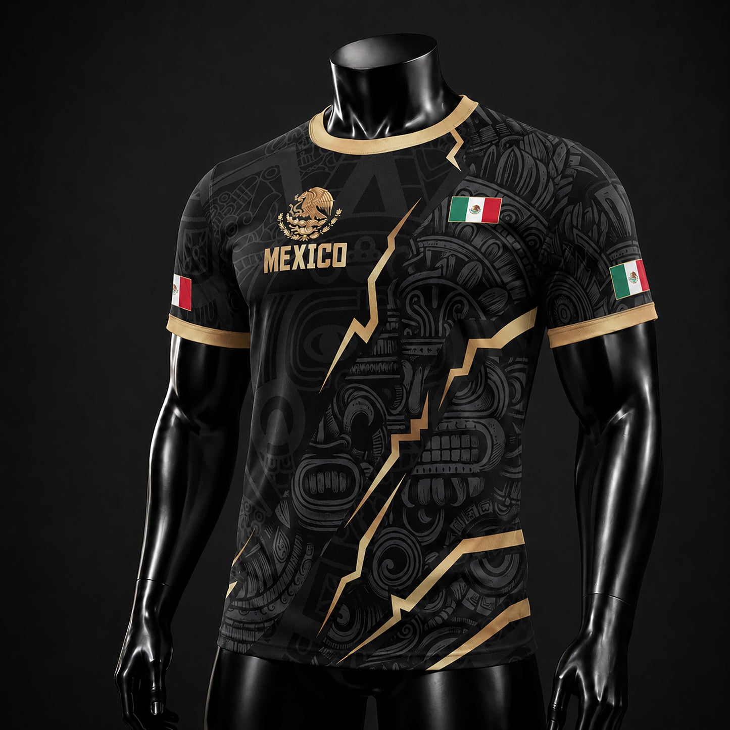 SJ-345-Repeating Mexican Heritage Printed Football Uniform, Shorts Colorful Tribal Warrior Match Day Coordinates FREE SHIPPING