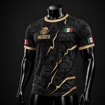 SJ-345-Repeating Mexican Heritage Printed Football Uniform, Shorts Colorful Tribal Warrior Match Day Coordinates FREE SHIPPING