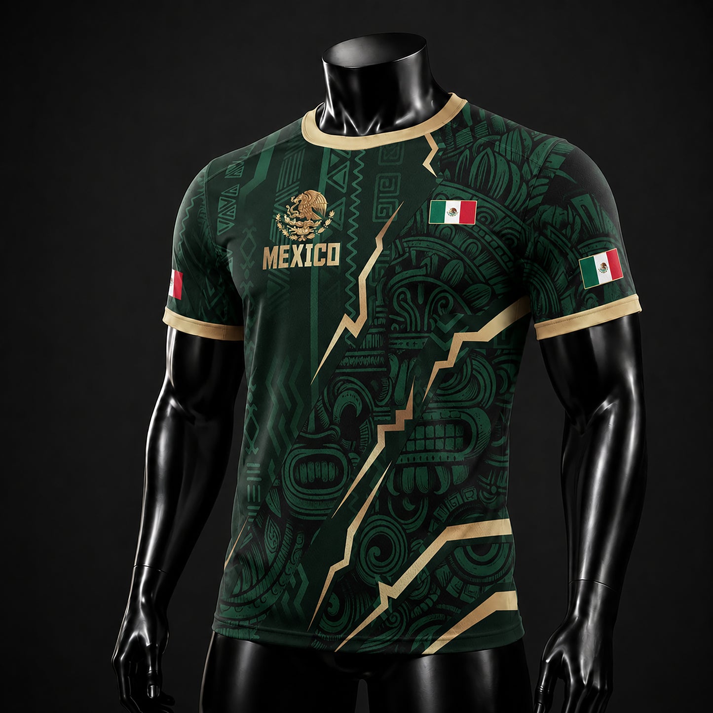 SJ-345-Repeating Mexican Heritage Printed Football Uniform, Shorts Colorful Tribal Warrior Match Day Coordinates FREE SHIPPING