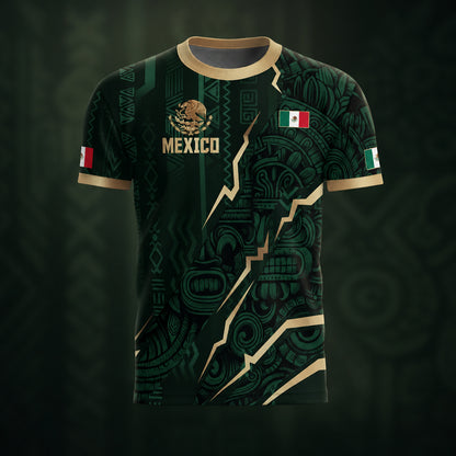 SJ-345-Repeating Mexican Heritage Printed Football Uniform, Shorts Colorful Tribal Warrior Match Day Coordinates FREE SHIPPING