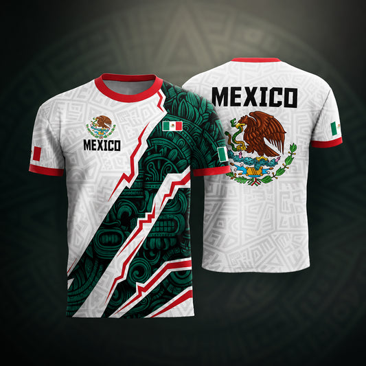 SJ-345-Repeating Mexican Heritage Printed Football Uniform, Shorts Colorful Tribal Warrior Match Day Coordinates FREE SHIPPING