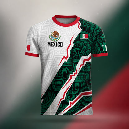 SJ-345-Repeating Mexican Heritage Printed Football Uniform, Shorts Colorful Tribal Warrior Match Day Coordinates FREE SHIPPING
