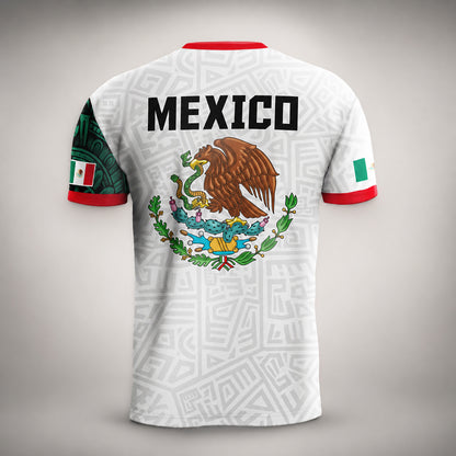 SJ-345-Repeating Mexican Heritage Printed Football Uniform, Shorts Colorful Tribal Warrior Match Day Coordinates FREE SHIPPING