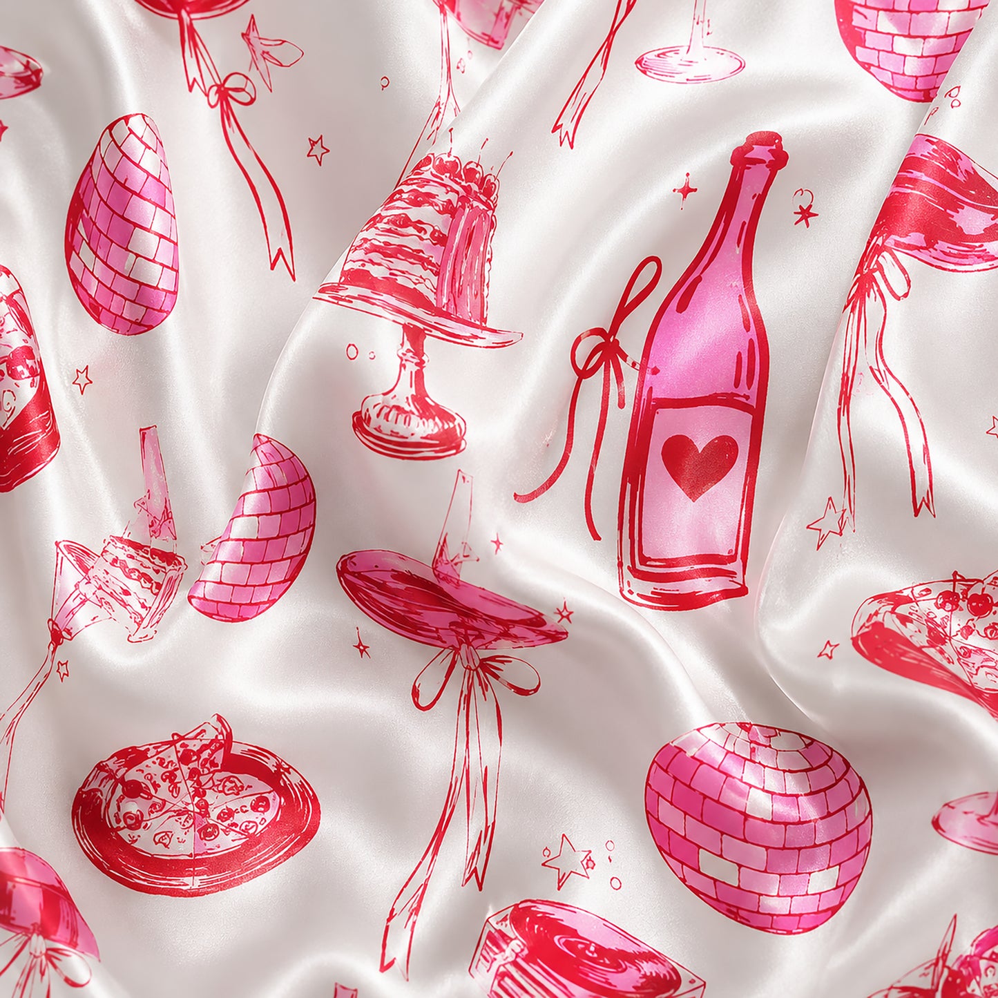 PJ-355-Creamy Poly Celebration Pajama Apparel, Sweet Pizza Printed Loungewear Sleepwear Collection Attire