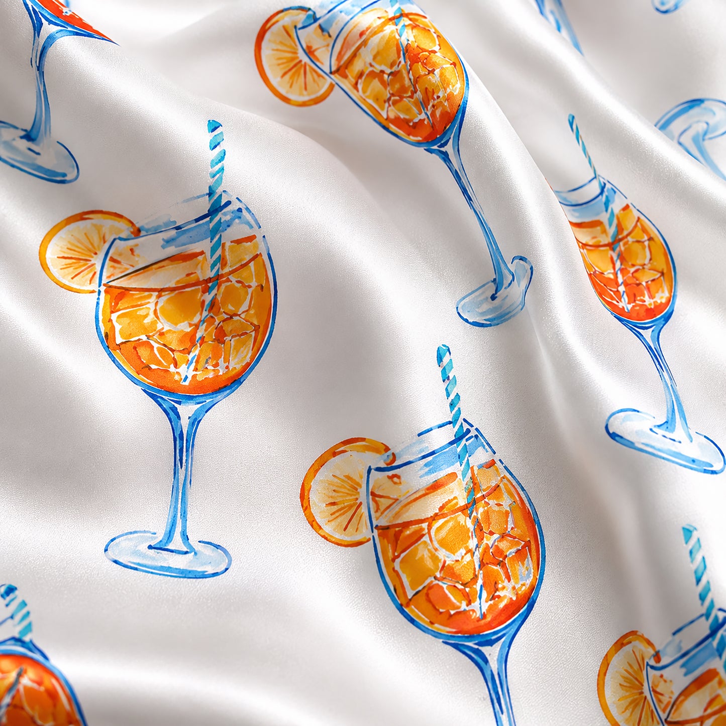 PJ-357-Pearl Satin Happy-Hour Pajama Apparel, Scattered Wineglass Layout Loungewear Sleepwear Collection Garments