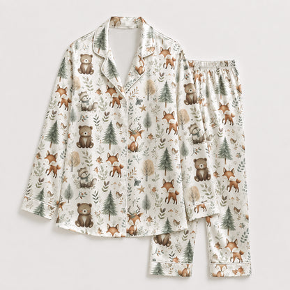 PJ-358-Creamy Poly Bear Pajama Apparel, Wildlife Creature Printed Loungewear Sleepwear Collection Attire