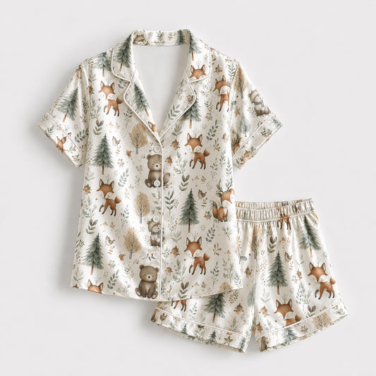 PJ-358-Creamy Poly Bear Pajama Apparel, Wildlife Creature Printed Loungewear Sleepwear Collection Attire