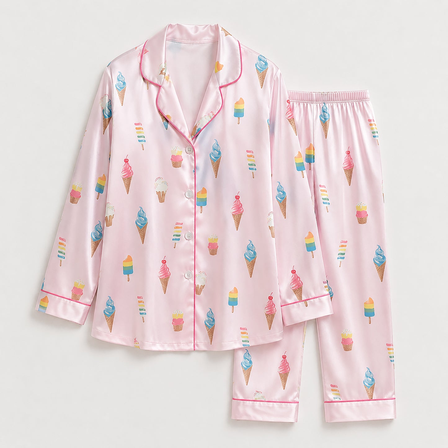 PJ-381-Rose Poly Sorbet Pajama Apparel, Sweet Treat Printed Loungewear Sleepwear Collection Attire
