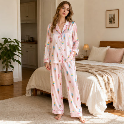 PJ-381-Rose Poly Sorbet Pajama Apparel, Sweet Treat Printed Loungewear Sleepwear Collection Attire