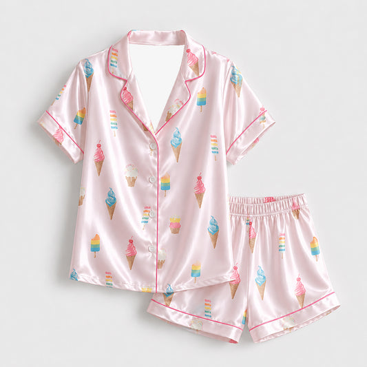 PJ-381-Rose Poly Sorbet Pajama Apparel, Sweet Treat Printed Loungewear Sleepwear Collection Attire