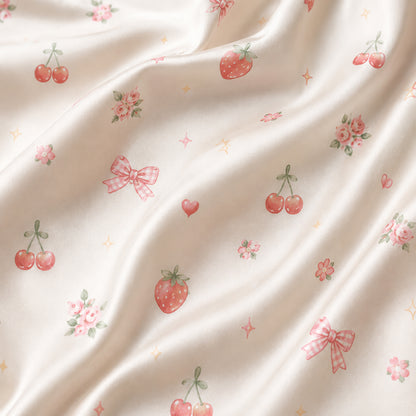 PJ-387-Alabaster Silk Rose Pajama Apparel, Crimson Floral Graphic Loungewear Sleepwear Collection Raiment