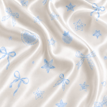 PJ-391-Alabaster Silk Coquette Pajama Apparel, Pastel Heart Graphic Loungewear Sleepwear Collection Raiment