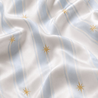 PJ-392-Creamy Poly Sparkle Pajama Apparel, Light Blue Printed Short Sleeve Loungewear Sleepwear Collection Attire