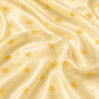 PJ-393-Satin Star Pajama Apparel, Yellow Celestial Pattern Sleeve Loungewear Sleepwear Collection Clothing