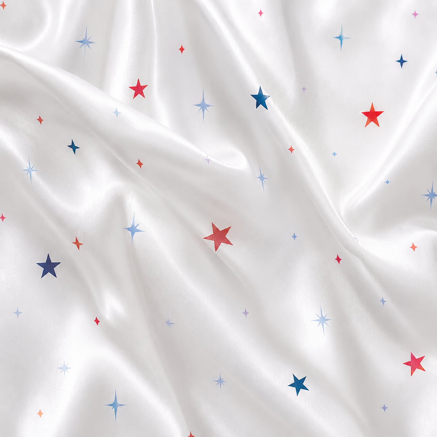 PJ-395-Alabaster Silk Celestial Pajama Apparel, Crimson Star Graphic Short Sleeve Loungewear Sleepwear Collection Raiment