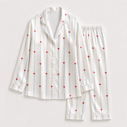 PJ-397-Alabaster Silk Valentine Pajama Apparel, Sky Stripe Graphic Short Sleeve Loungewear Sleepwear Collection Raiment
