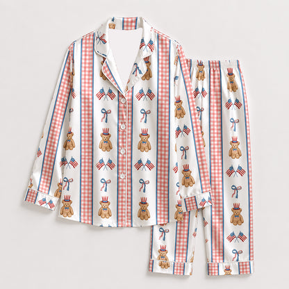 PJ-399-Ivory Satin Novelty Pajama Apparel, Scarlet Ribbon Component Short Sleeve Loungewear Sleepwear Collection Vesture