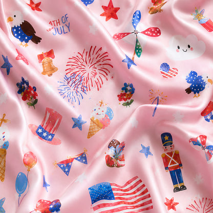 PJ-400-Rose Poly Americana Pajama Apparel, Sweet Flag Printed Short Sleeve Loungewear Sleepwear Collection Attire