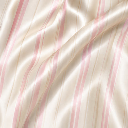 PJ-431-Classic Pink And Champagne Vertical Stripe Cream Satin Button Front Lounge Pajama Sleepwear Set