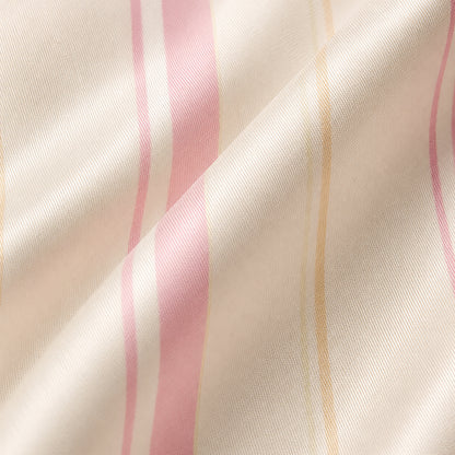 PJ-431-Classic Pink And Champagne Vertical Stripe Cream Satin Button Front Lounge Pajama Sleepwear Set