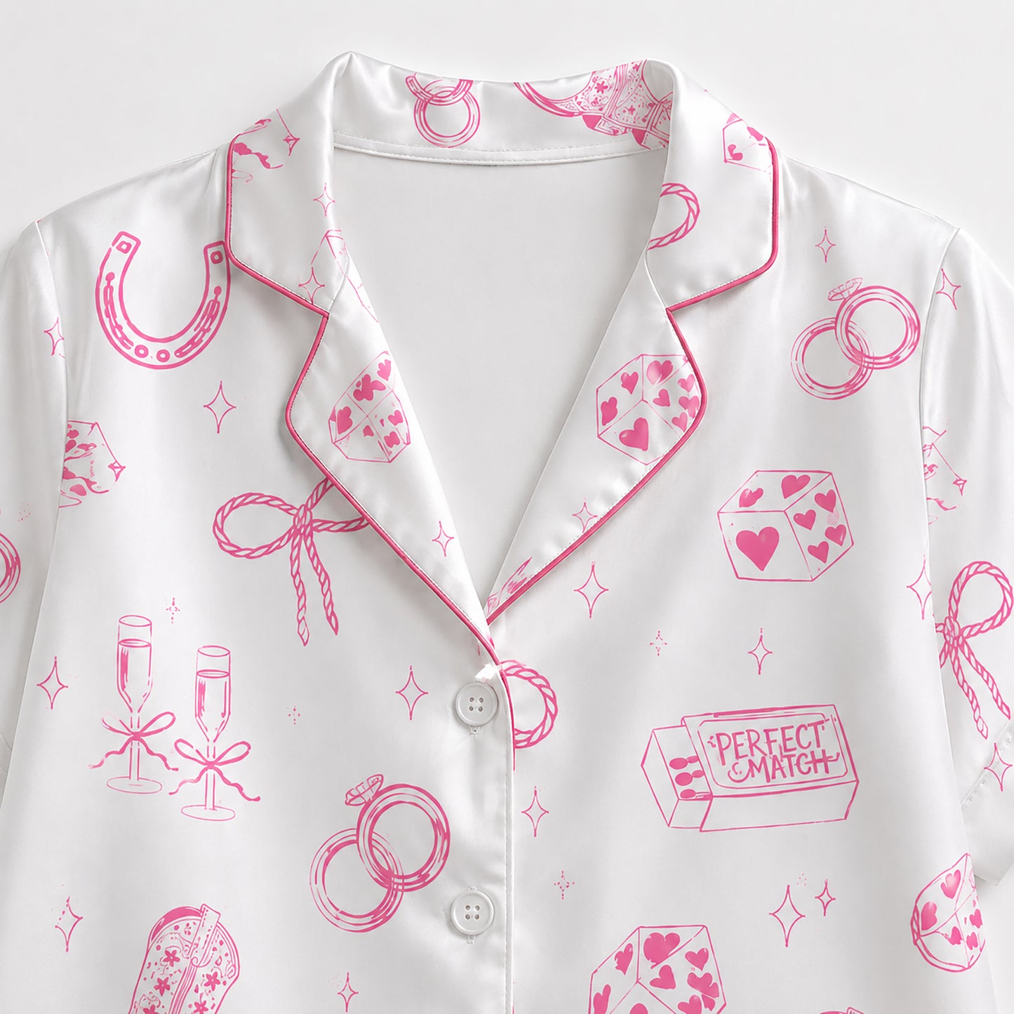 PJ-435-Western Bachelorette Satin Pajamas Cowgirl Boot Dice Bridal Sleepwear Pjs