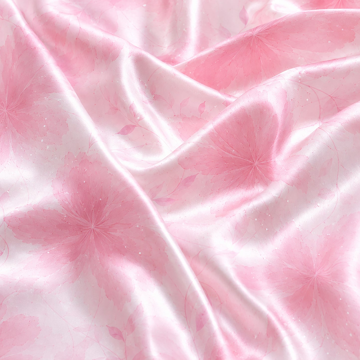 PJ-436-Pink Watercolor Floral Pattern Satin Button Down Sleepwear Bridesmaid Lounge Luxury Women Pajama Set