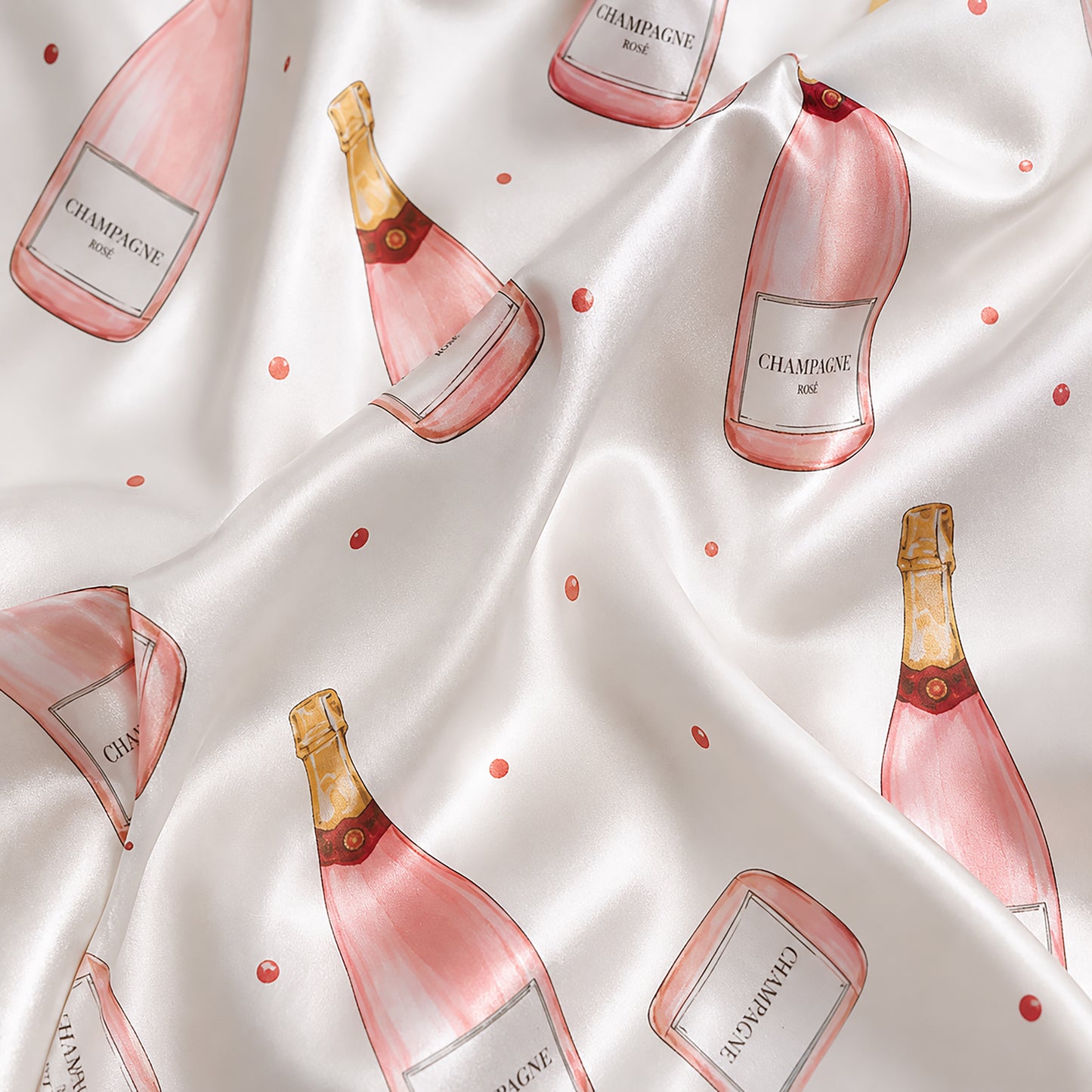 PJ-443-Pearl Satin Novelty Pajama Apparel, Elegant Alcohol Layout Short Sleeve Loungewear Sleepwear Collection Garments