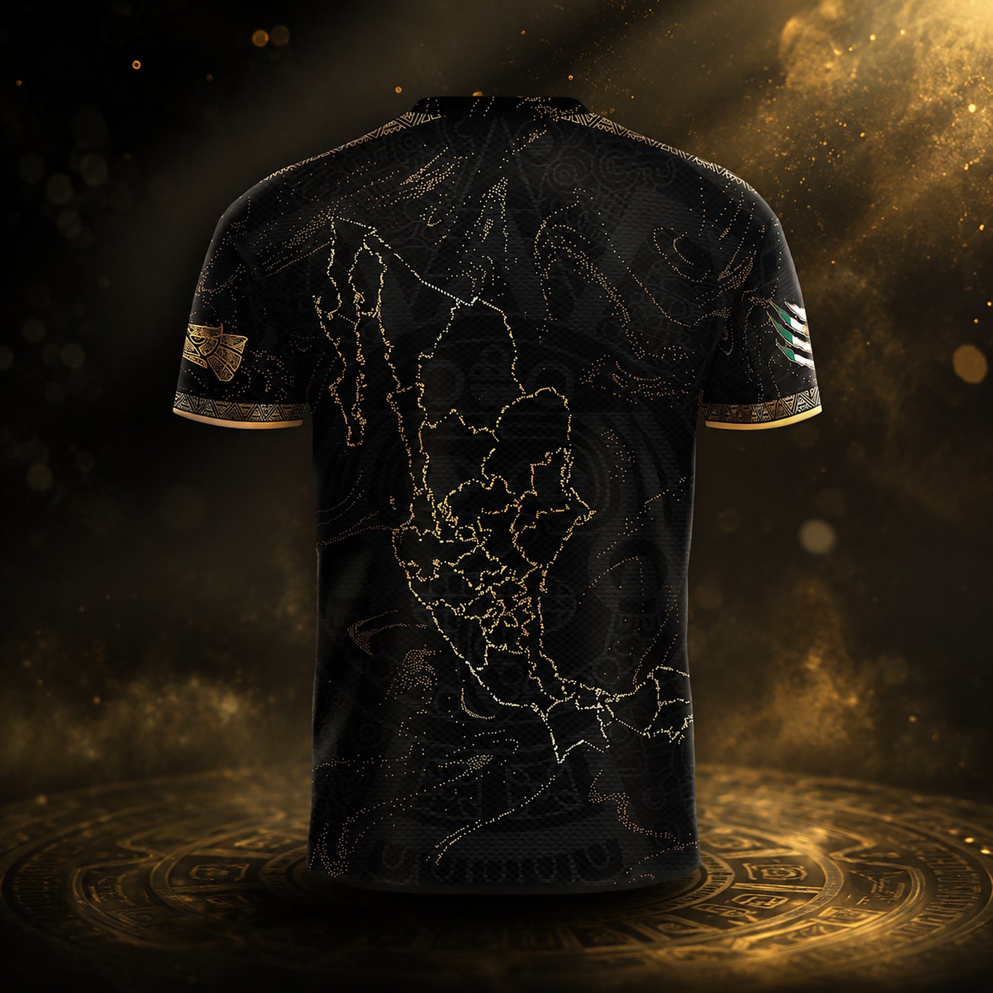 SJ-448-Exclusive Black And Gold Metallic Map Graphic Mexico National Football Team Soccer Jersey FREE SHIPPING