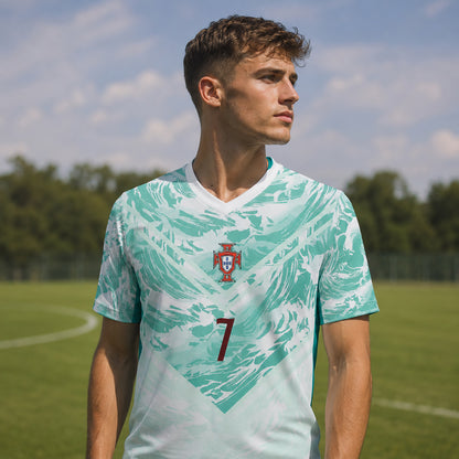 SJ-450,451-Adult/Youth Portugal National Team Home And Away Soccer Kit Set Featuring Ronaldo Player Signature Print FREE SHIPPING