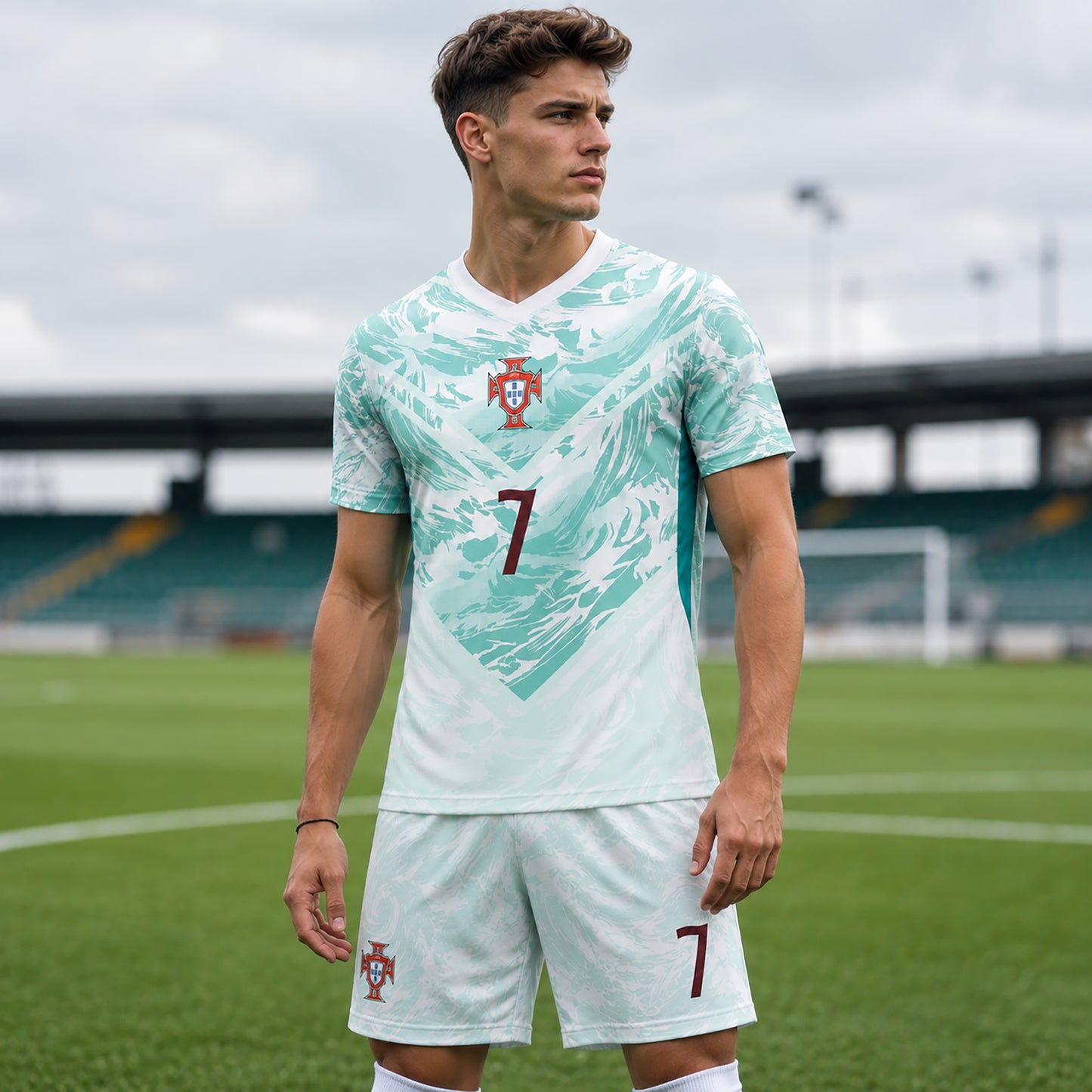 SJ-450,451-Adult/Youth Portugal National Team Home And Away Soccer Kit Set Featuring Ronaldo Player Signature Print FREE SHIPPING