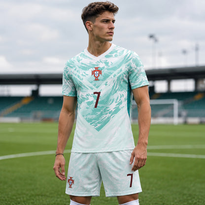 SJ-450,451-Adult/Youth Portugal National Team Home And Away Soccer Kit Set Featuring Ronaldo Player Signature Print FREE SHIPPING