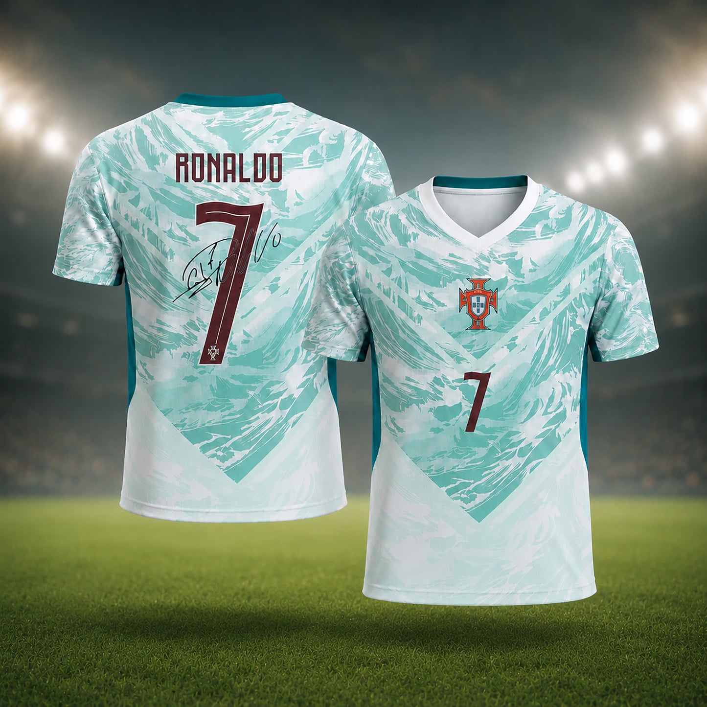 SJ-450,451-Adult/Youth Portugal National Team Home And Away Soccer Kit Set Featuring Ronaldo Player Signature Print FREE SHIPPING