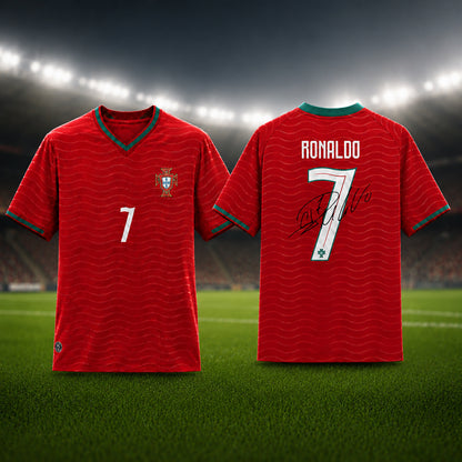 SJ-450,451-Adult/Youth Portugal National Team Home And Away Soccer Kit Set Featuring Ronaldo Player Signature Print FREE SHIPPING