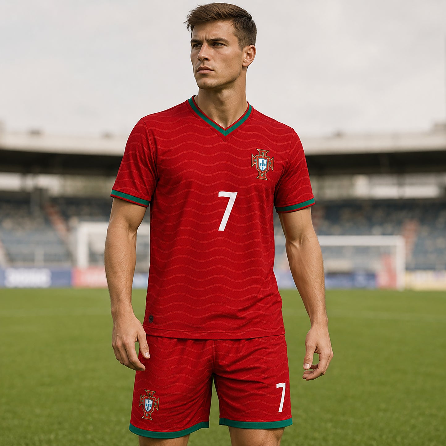 SJ-450,451-Adult/Youth Portugal National Team Home And Away Soccer Kit Set Featuring Ronaldo Player Signature Print FREE SHIPPING