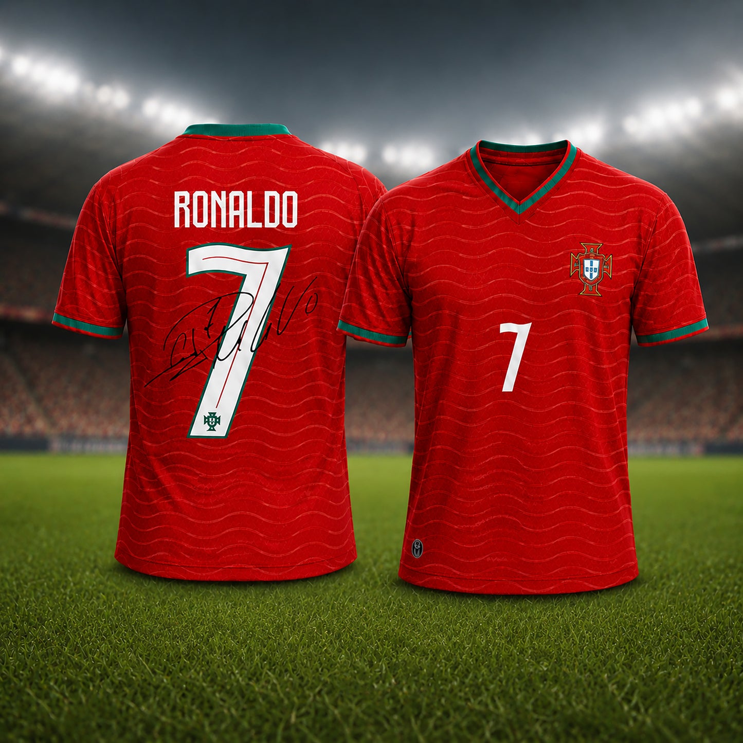 SJ-450,451-Adult/Youth Portugal National Team Home And Away Soccer Kit Set Featuring Ronaldo Player Signature Print FREE SHIPPING