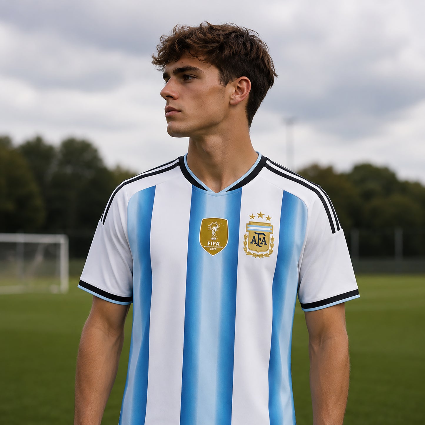 SJ-454-Adult/Youth Argentina Home And Away Soccer Uniform Set Featuring Printed Messi Autograph On The Back FREE SHIPPING