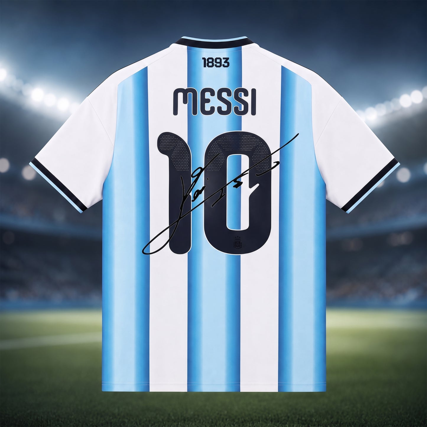 SJ-454-Adult/Youth Argentina Home And Away Soccer Uniform Set Featuring Printed Messi Autograph On The Back FREE SHIPPING