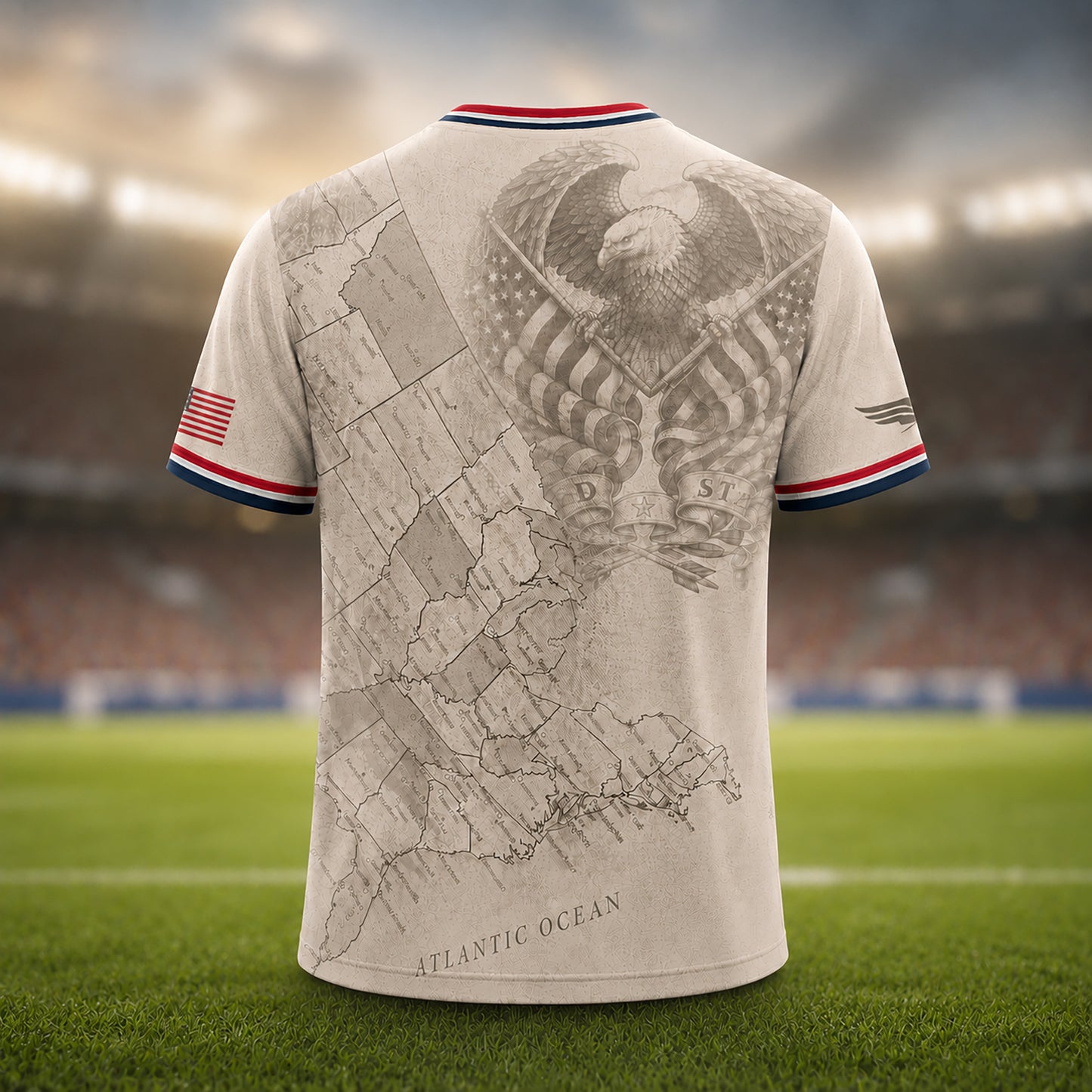 SJ-459-Adult/Youth Vintage USA Map And Eagle Graphic Print Soccer Jersey Athletic Match Uniform Set FREE SHIPPING