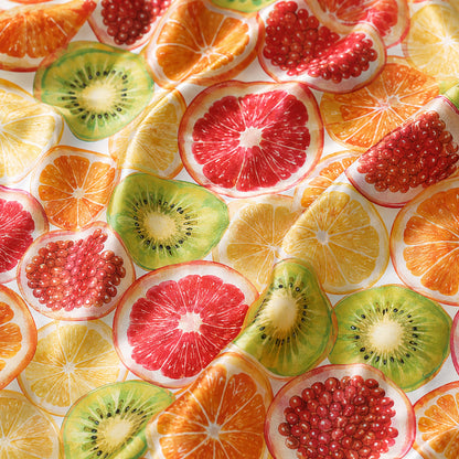PJ-461-Orange Satin Fruit Pajama Apparel, Citrus Slice Pattern Loungewear Sleepwear Collection Top Bottom Clothing
