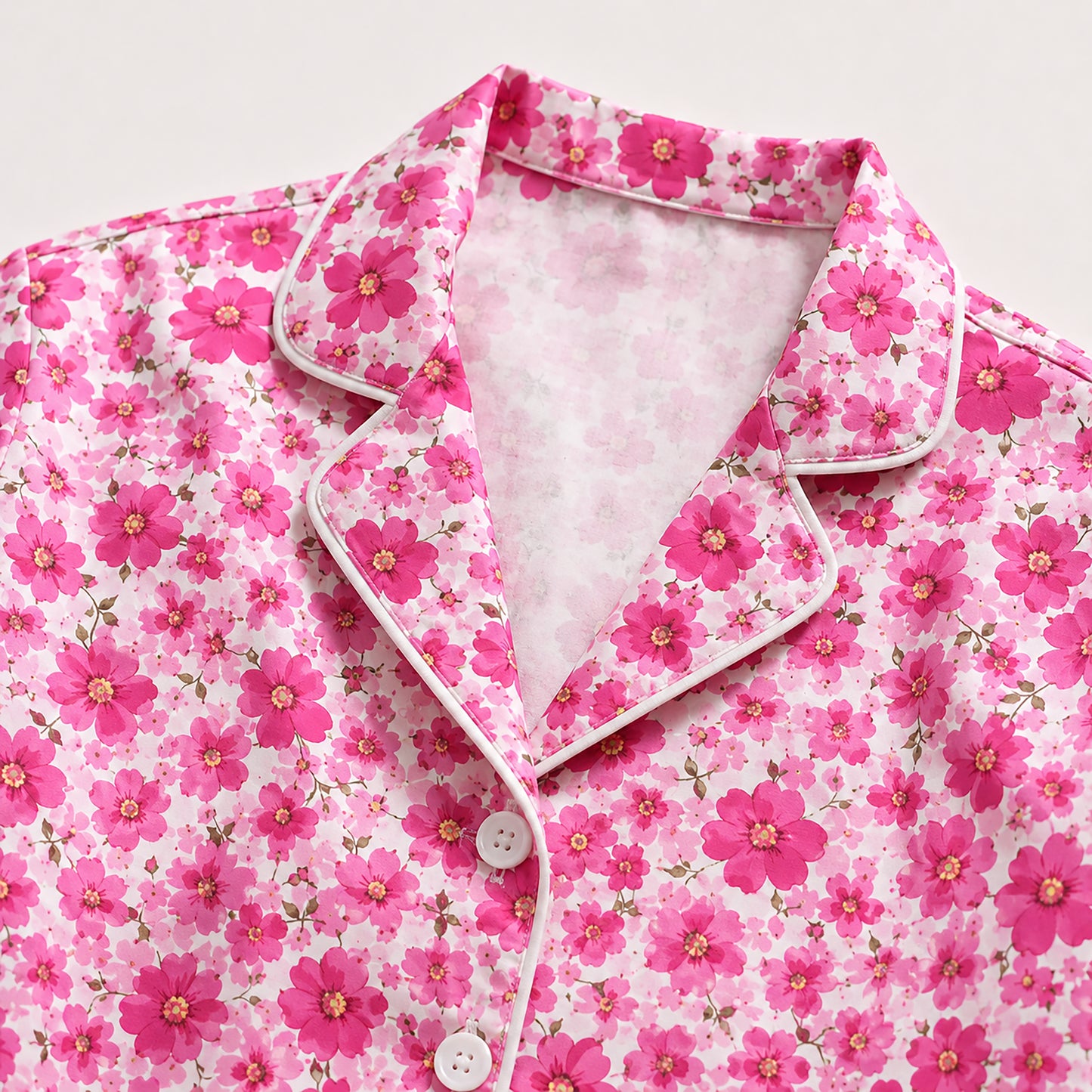 PJ-466-Rose Silk Retro Blossom Pajama Apparel, Colorful Abstract Graphic Loungewear Sleepwear Collection Top Bottom Raiment