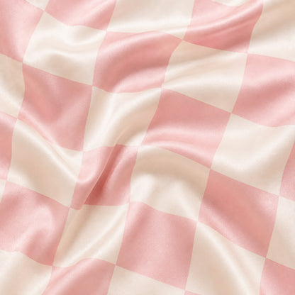 PJ-469-Blush Silk Gingham Pajama Apparel, Festive Graphic Loungewear Sleepwear Collection Top Bottom Raiment