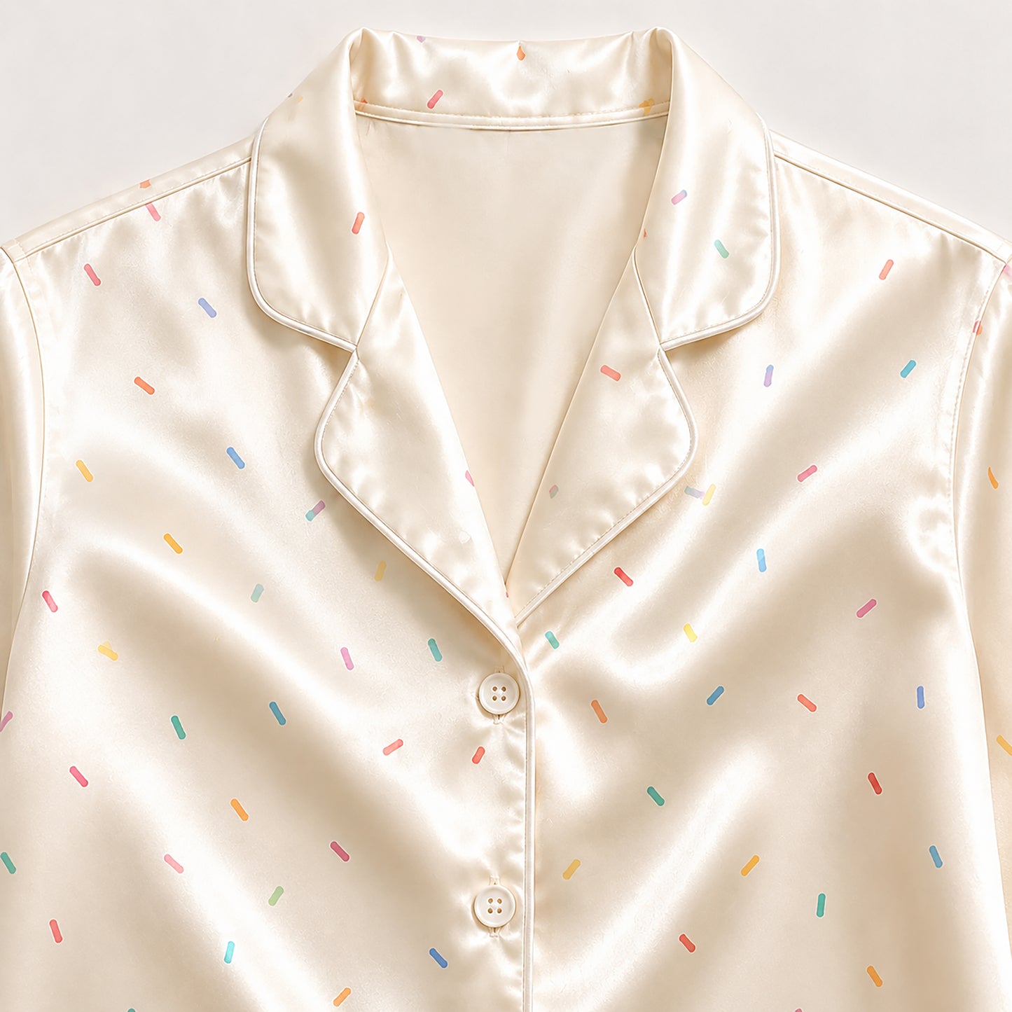 PJ-472-Ivory Poly Celebration Pajama Apparel, Sweet Sprinkles Printed Loungewear Sleepwear Collection Top Bottom Attire