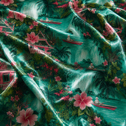 PJ-483-Jade Poly Island Pajama Apparel, Sweet Printed Loungewear Sleepwear Collection Top Bottom Attire