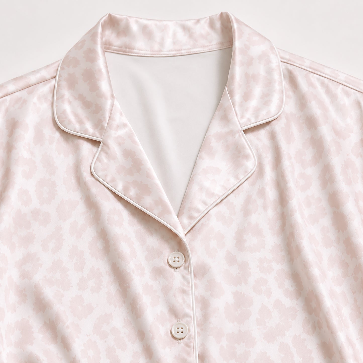 PJ-498-Satin Sleepwear Set For Women Pink Animal Print Button Down Pajamas