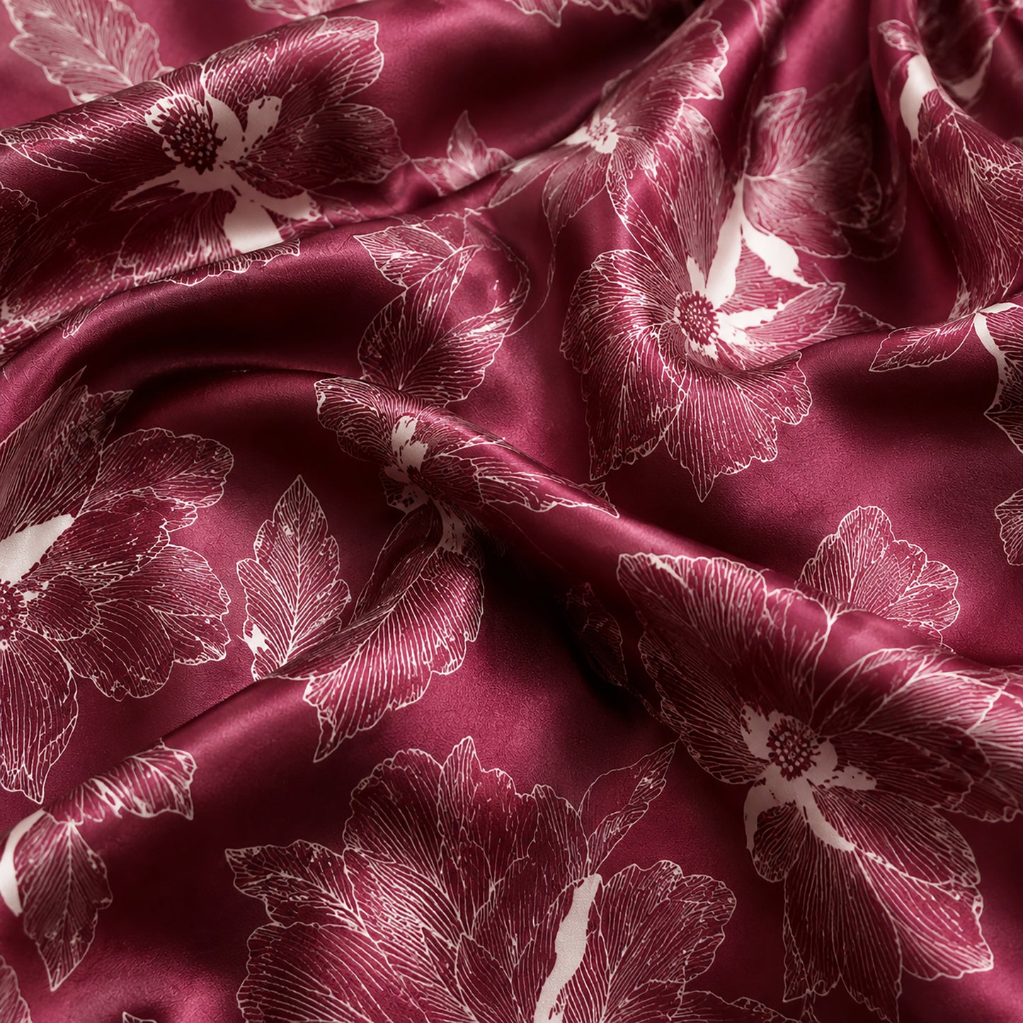 PJ-502-Burgundy Floral Pajama Apparel, Botanical Pattern Loungewear Sleepwear Collection Top Bottom Clothing