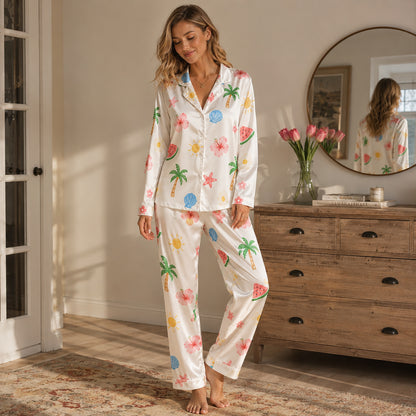 PJ-504-Tropical Pajama Apparel, Summer Pattern Loungewear Sleepwear Collection Top Bottom Clothing