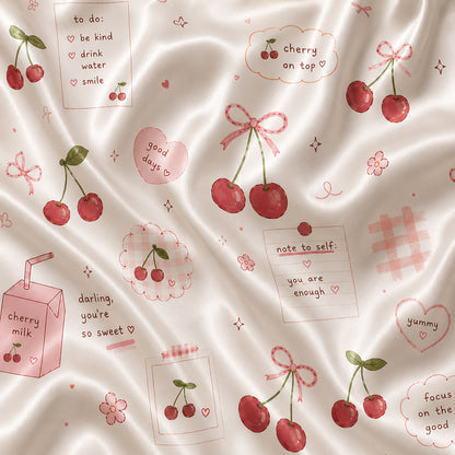 PJ-505-White Fabric Aesthetic Pajama Apparel, Whimsical Heart Graphic Loungewear Sleepwear Collection Top Bottom Raiment