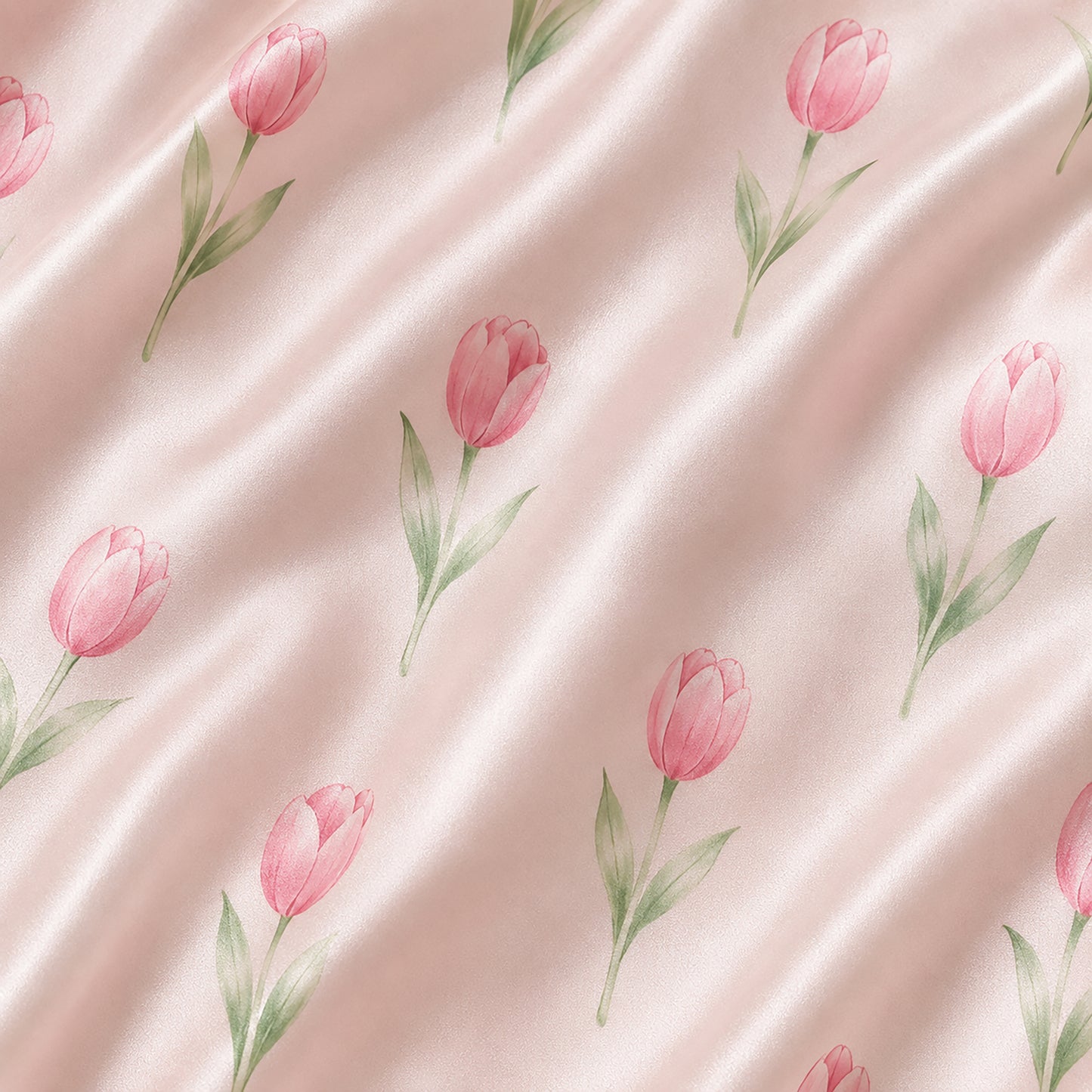 PJ-506-Pink Tulip Pajama Apparel, Botanical Pattern Loungewear Sleepwear Collection Top Bottom Clothing