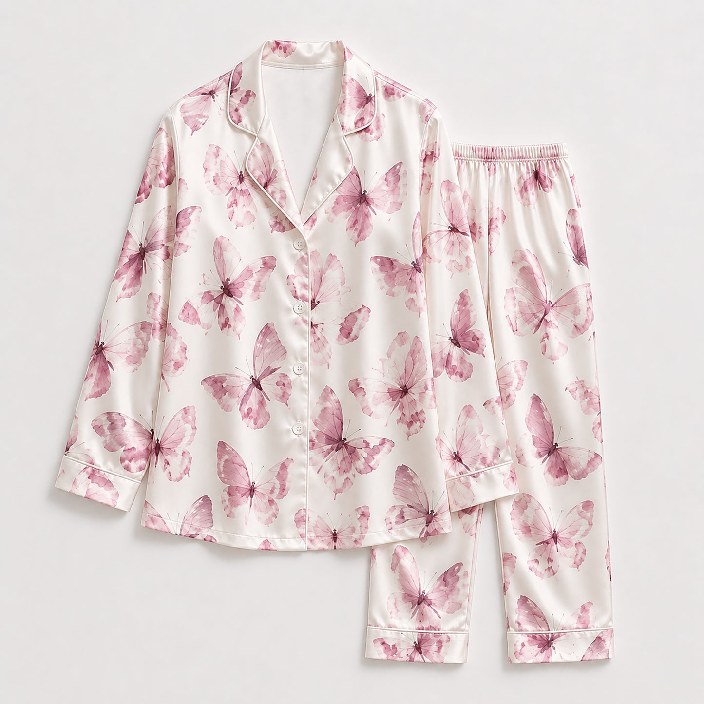 PJ-526-Rose Fabric Aesthetic Pajama Apparel, Whimsical Winged Graphic Loungewear Sleepwear Collection Top Bottom Raiment