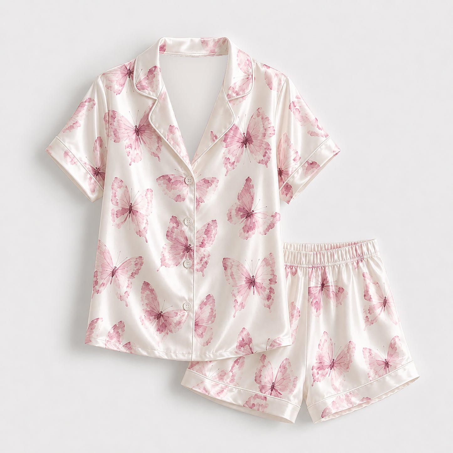 PJ-526-Rose Fabric Aesthetic Pajama Apparel, Whimsical Winged Graphic Loungewear Sleepwear Collection Top Bottom Raiment
